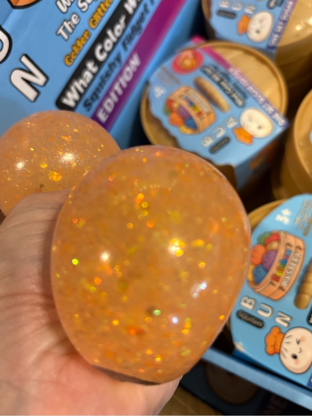 Rainbow Mystery Glitter Glow Dumplings Squishy Fidget Toy - 1 Random Dumpling - Picture 3 of 4